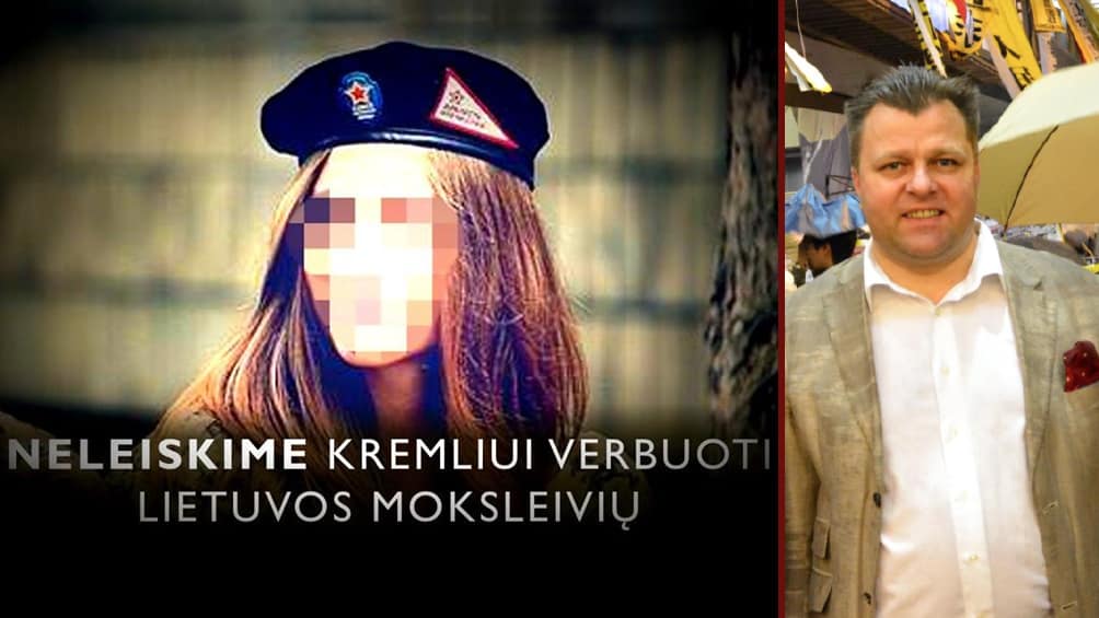 Kairėje - konservatoriaus sukurtas platatas, dešinėje - pats Seimo narys M. Adomėnas