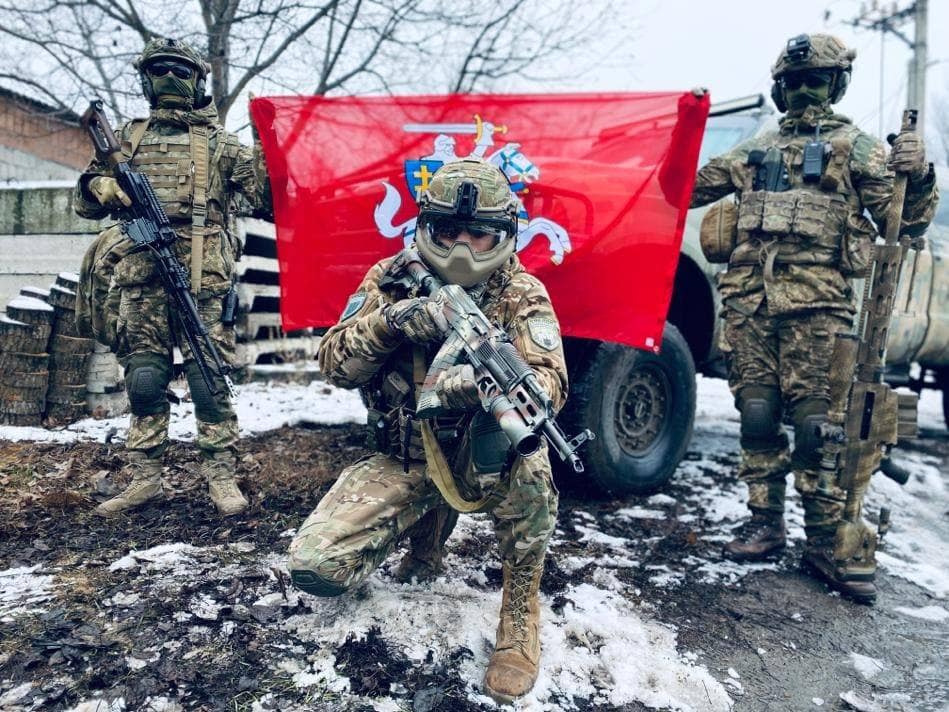 Lietuvos Vytis svarbus simbolis Ukrainos karo su Rusija fronto linijoje. Nuotr. Jono Ohmano