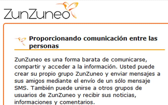 „ZunZuneo“ tinklalapio fragmentas