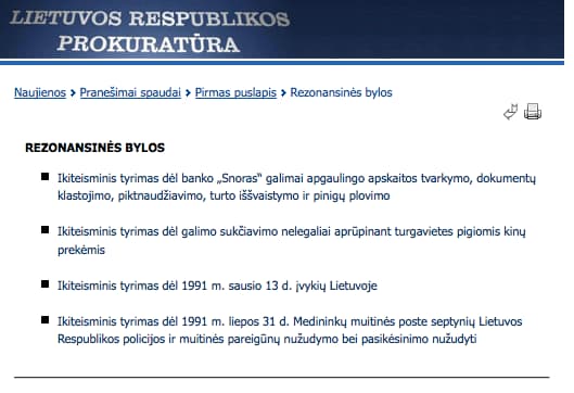 Lietuvos valstybėje liko tik keturios rezonansinės bylos