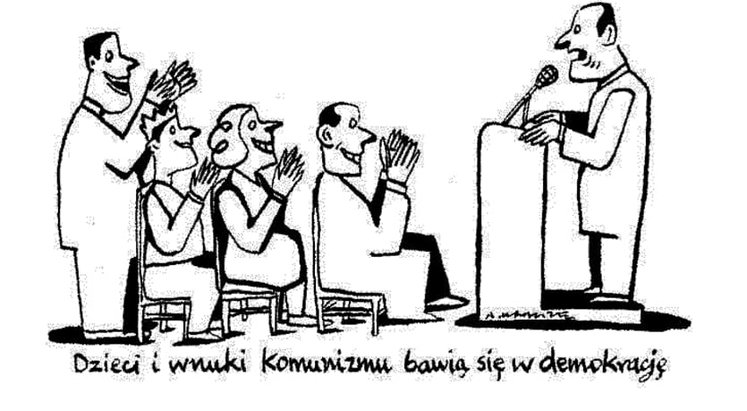 Po piešiniu parašyta: Komunizmo vaikai ir anūkai žaidžia demokratiją.
