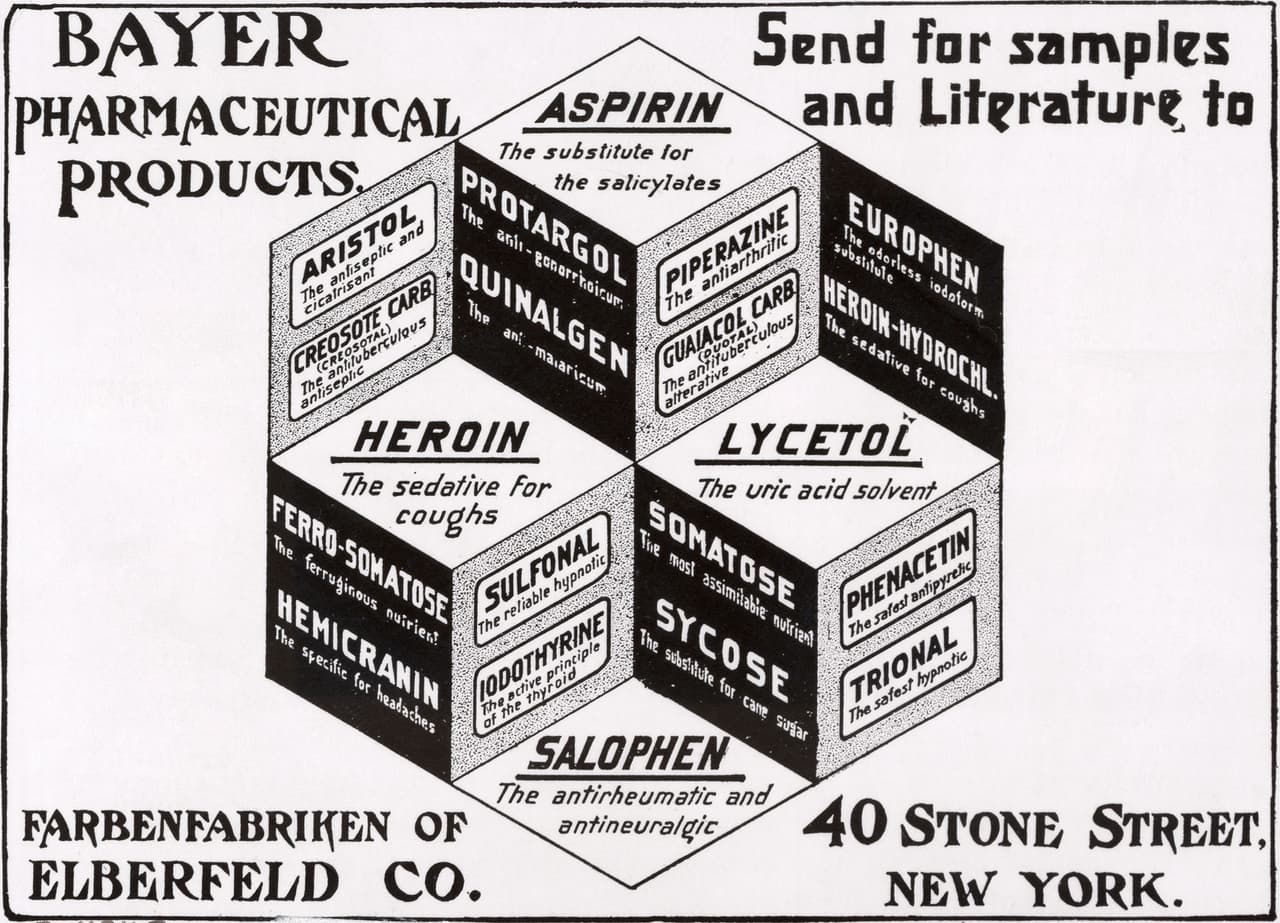 „Bayer“ 1896 m. gamino vaistus nuo kosulio iš heroino.