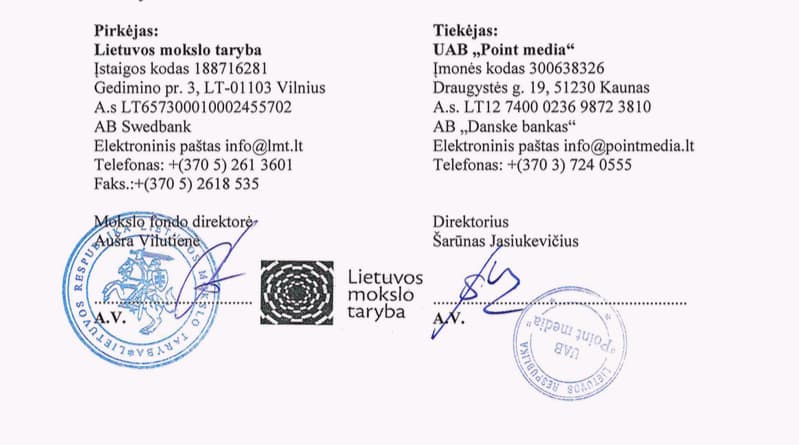 Naujos Lietuvos mokslo tarybos sutarties su firma įkainiai – valstybės paslaptis