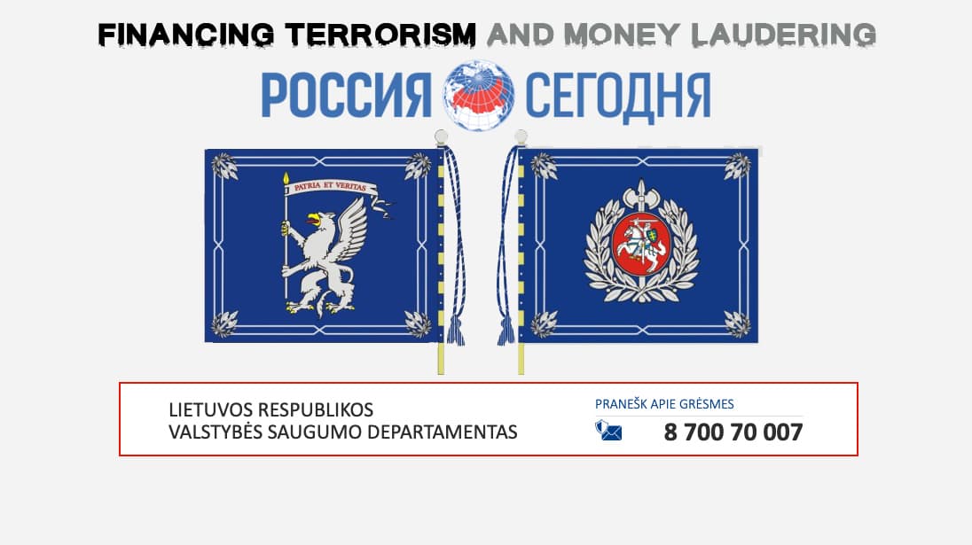 Dėl pinigų plovimo ir terorizmo finansavimo įtariamos „ROSSIYA SEGODNYA“ VSD informacijos suteikti neturi teisės