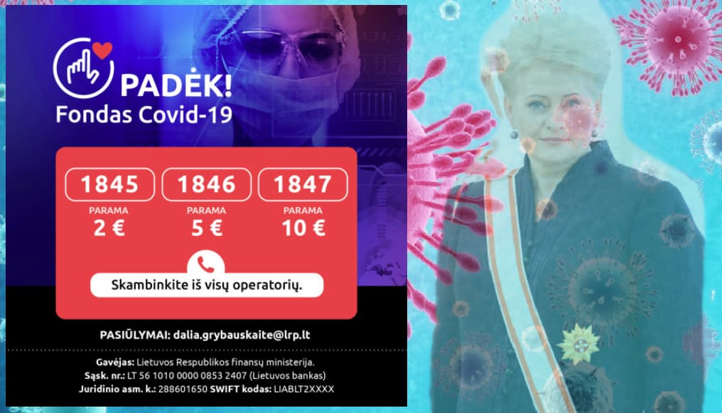 Neegzistuojančio fondo veidas prezidentė Dalia Grybauskaitė (dešinėje).