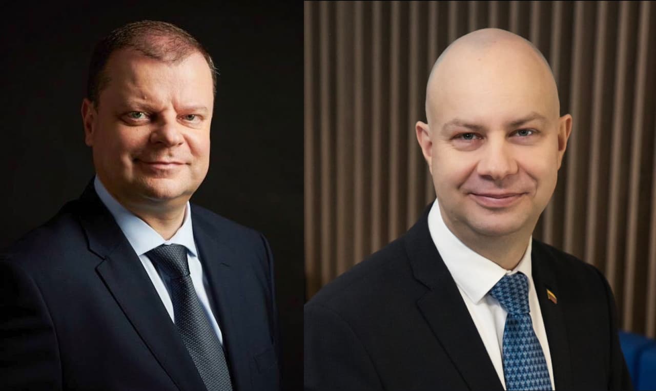 Sėkmingos kovos su koronavirusu simboliai – Saulius Skvernelis ir Aurelijus Veryga.