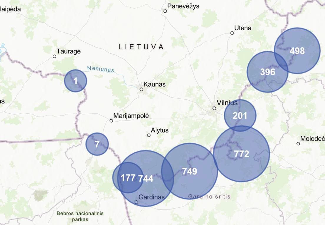 Nelegaliai sieną kirtusių migrantų Lietuvoje jau virš trijų su puse tūkstančio (paros rekordas)