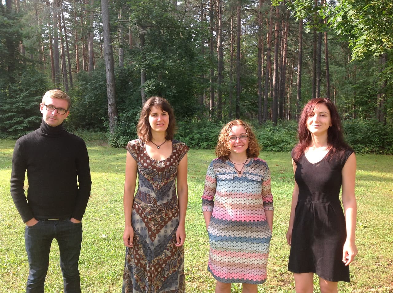 Videomenininkas Lukas Miceika, kompozitorė Raminta Šerkšnytė, kompozitorė Egidija Medekšaitė ir pianistė Rima Chačaturian. Nuotr. L. Asadauskaitės