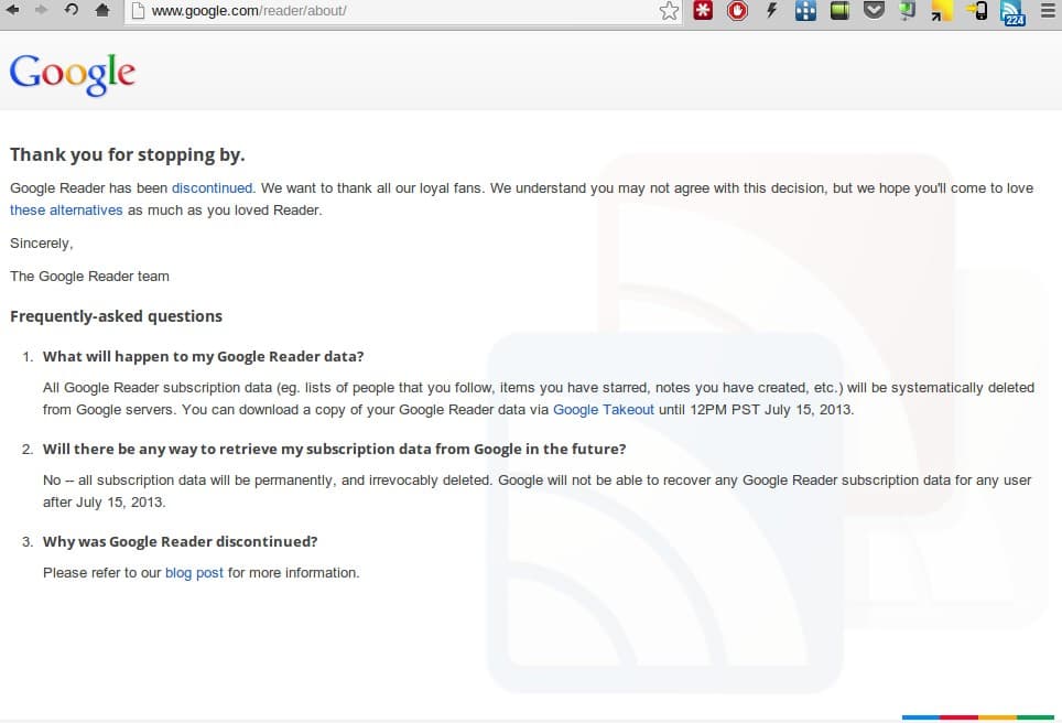 „Google Reader“ daugiau neegzistuoja
