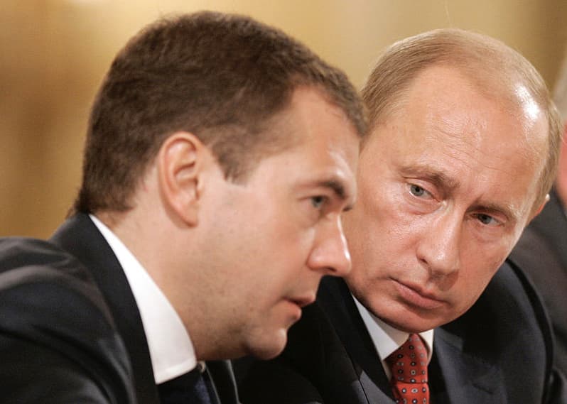 Vladimiras Putinas ir Dmitrijus Medvedevas
